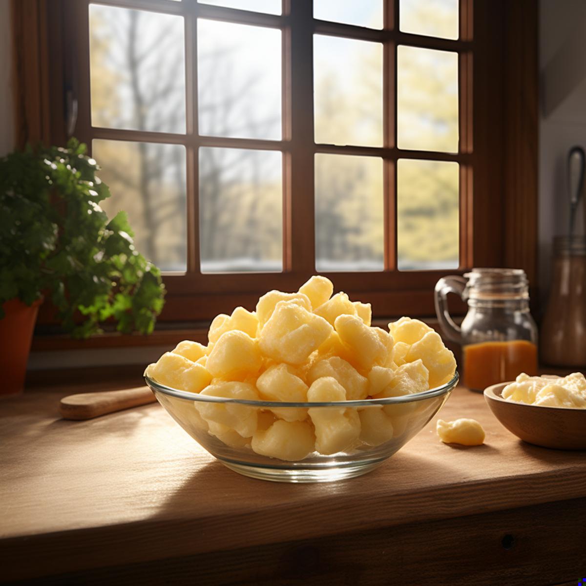 Cheese Curds on a kitchen counter