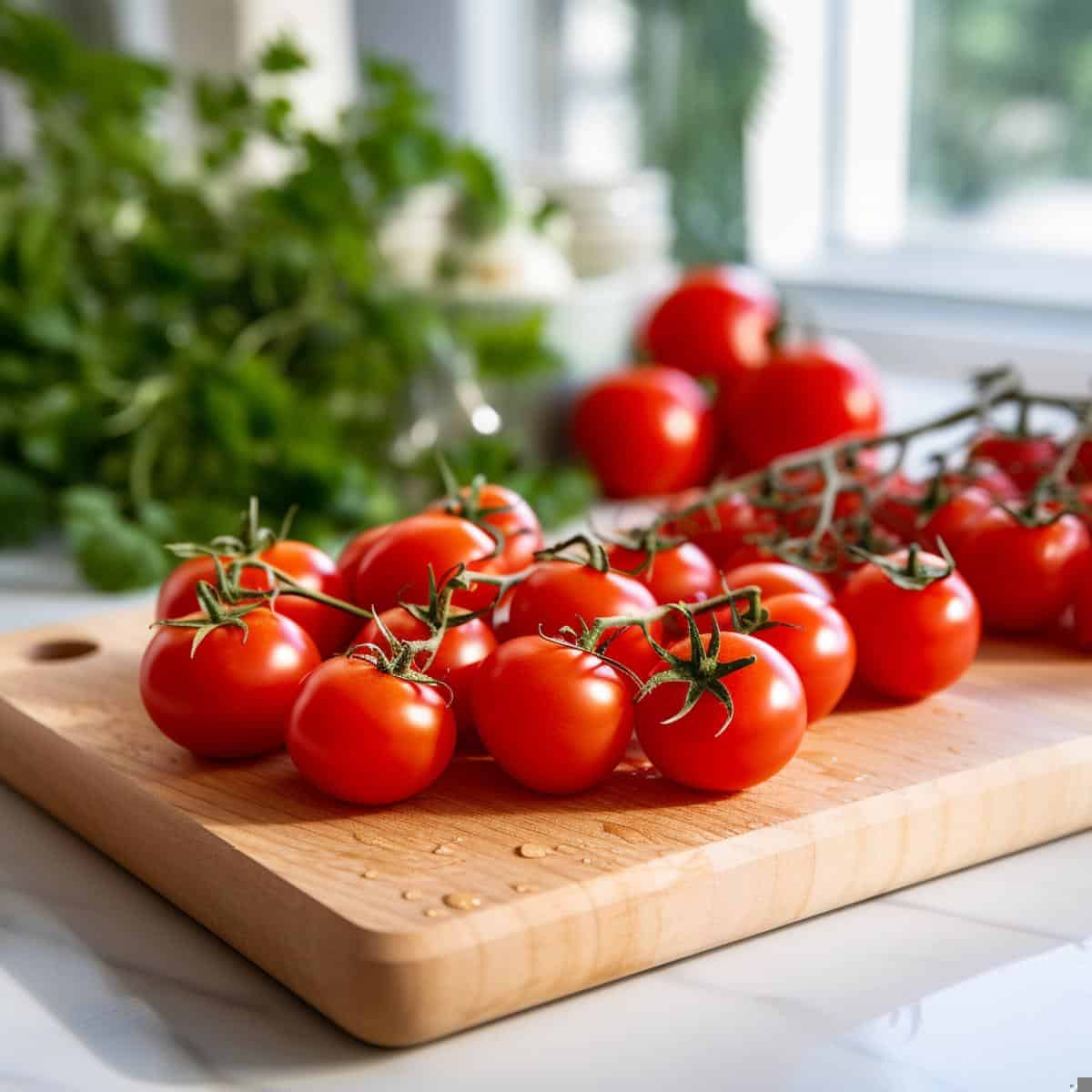Cherry Tomatoes on a kitchen counter