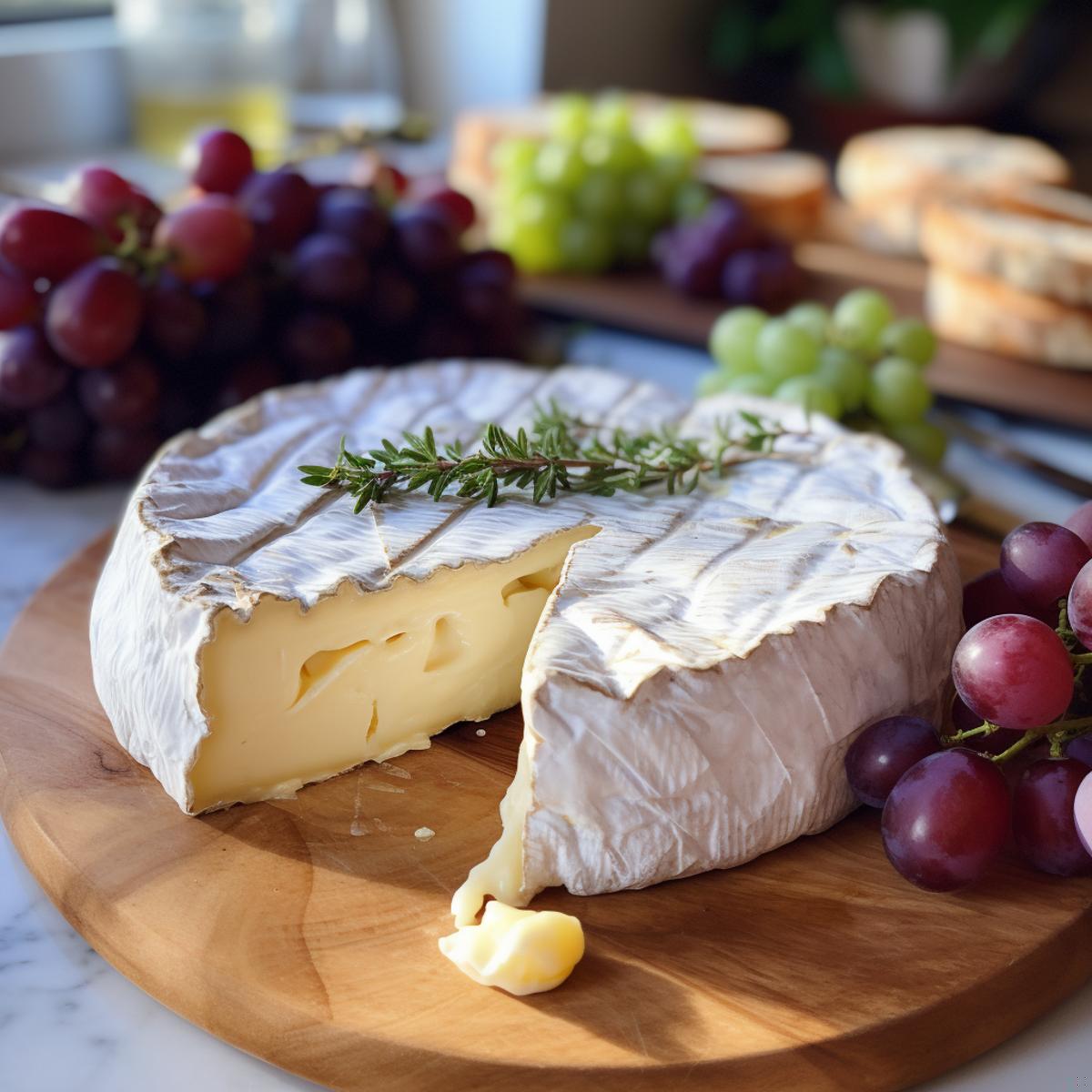 Brie Cheese on a kitchen counter