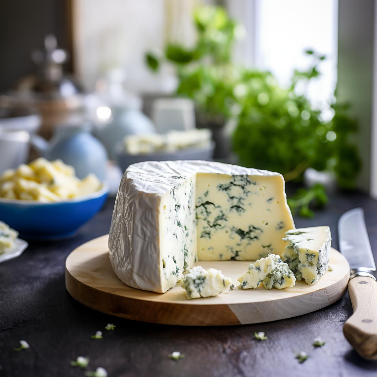 Gorgonzola Cheese on a kitchen counter