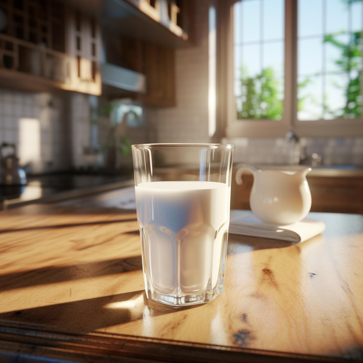 Milk on a kitchen counter