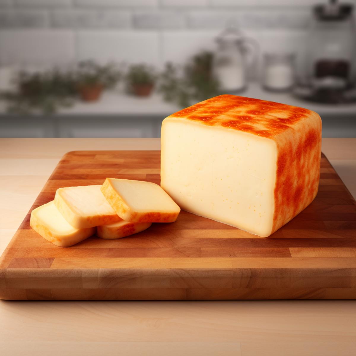 Muenster Cheese on a kitchen counter