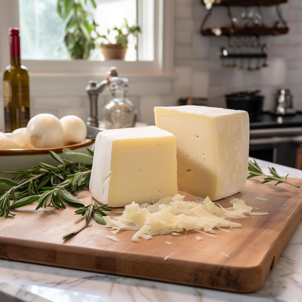 Pecorino Romano on a kitchen counter