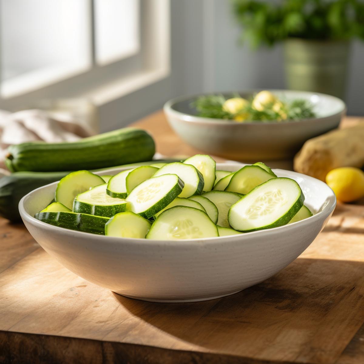 Zucchini on a kitchen counter