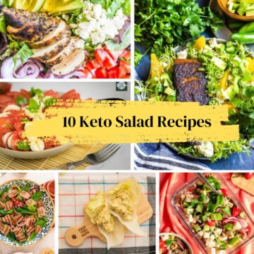 A photo collages of keto salads.