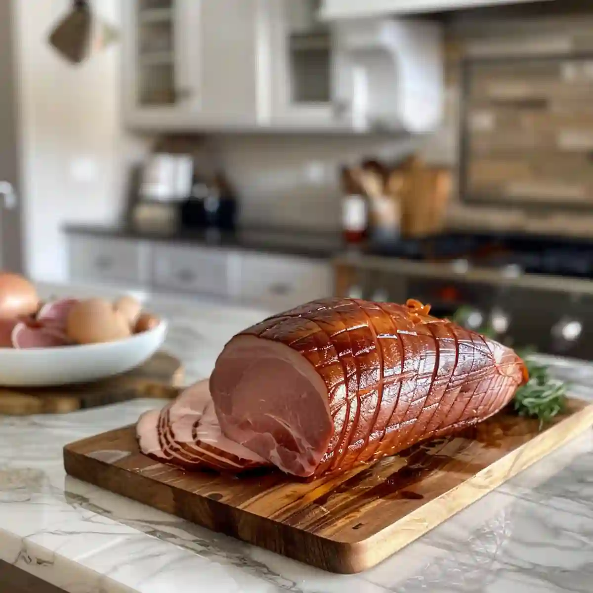 Ham on a kitchen counter