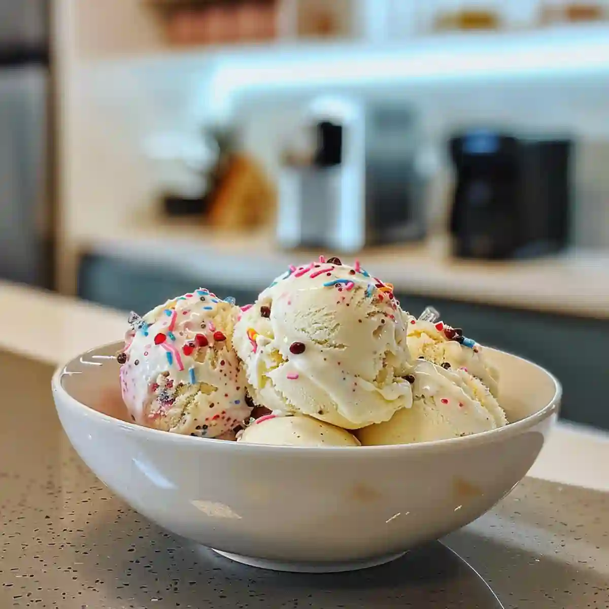 Ice Cream on a kitchen counter