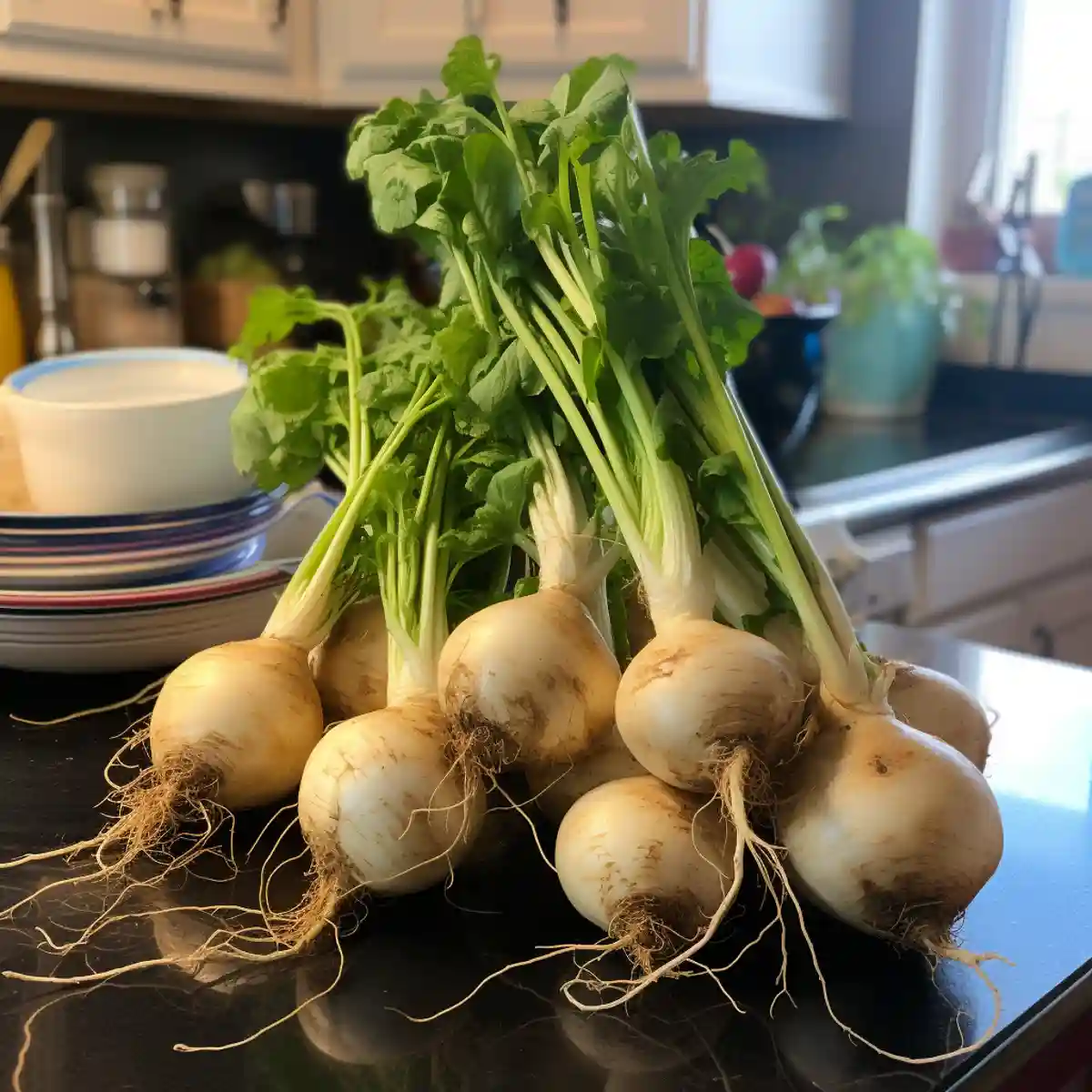 Jicama on a kitchen counter