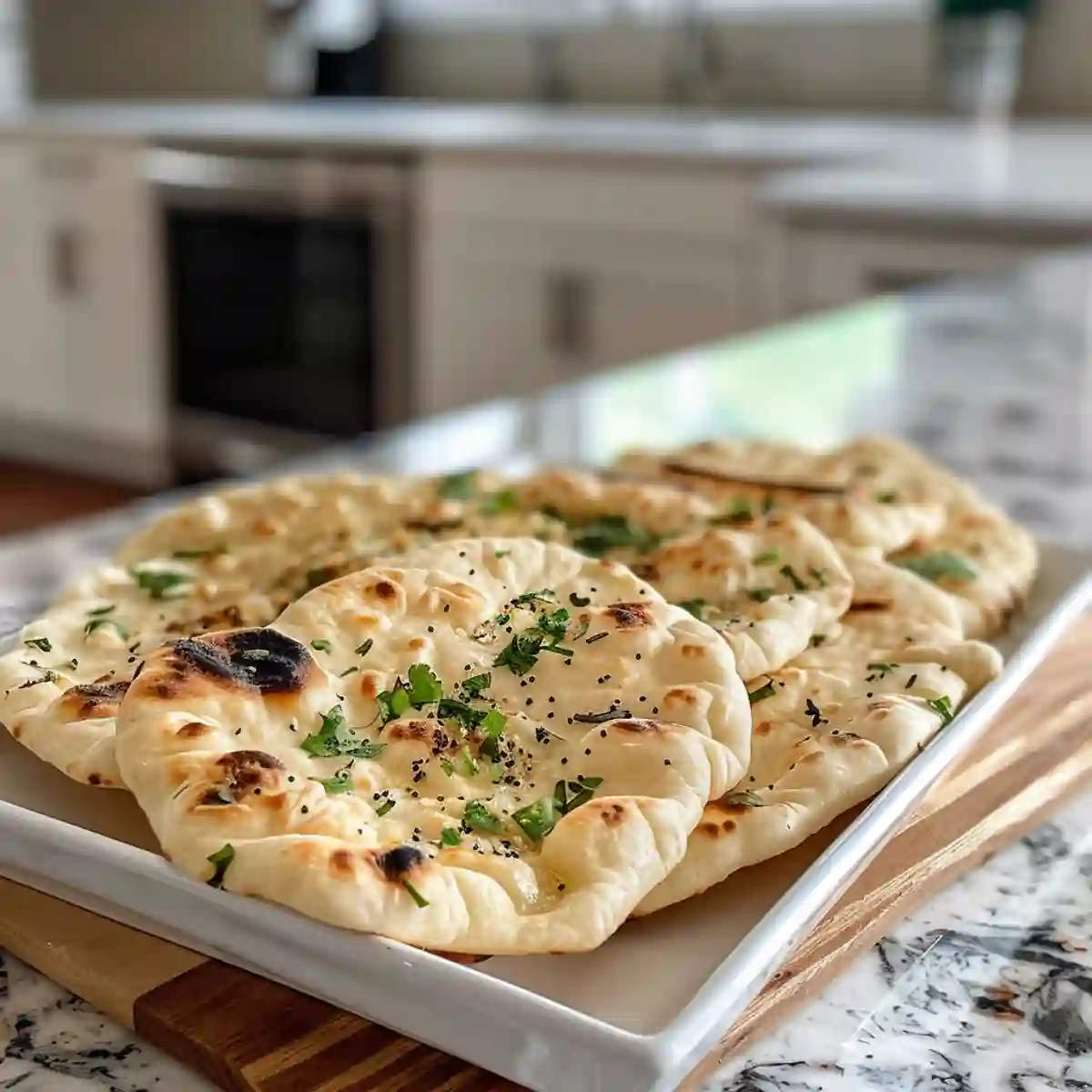 Naan Bread on a kitchen counter