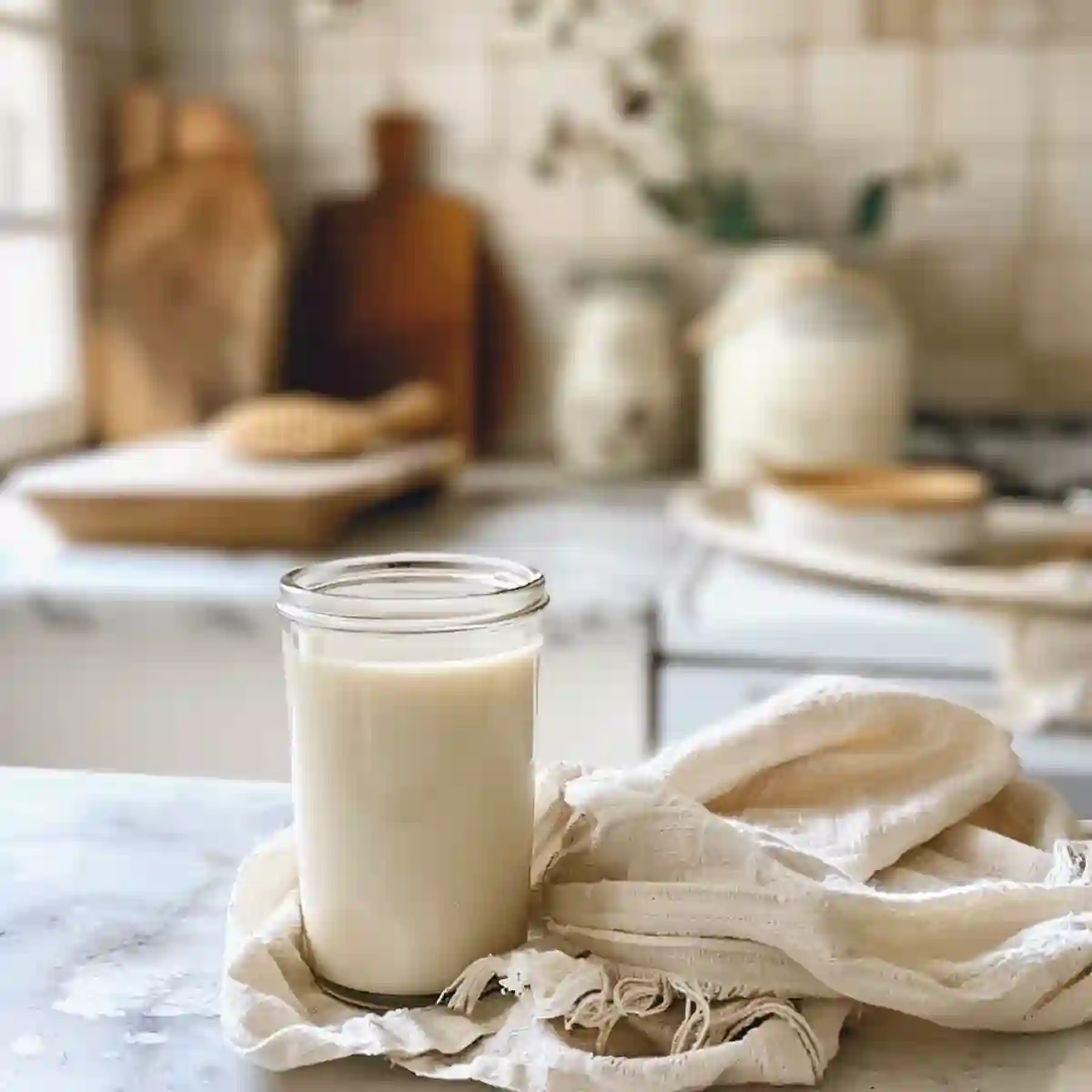 Soy Milk on a kitchen counter