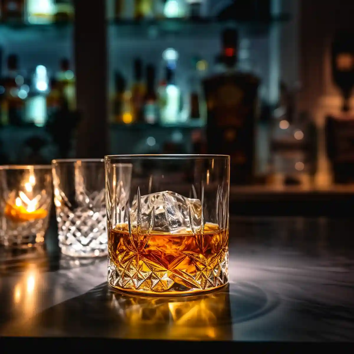 Whiskey on a kitchen counter