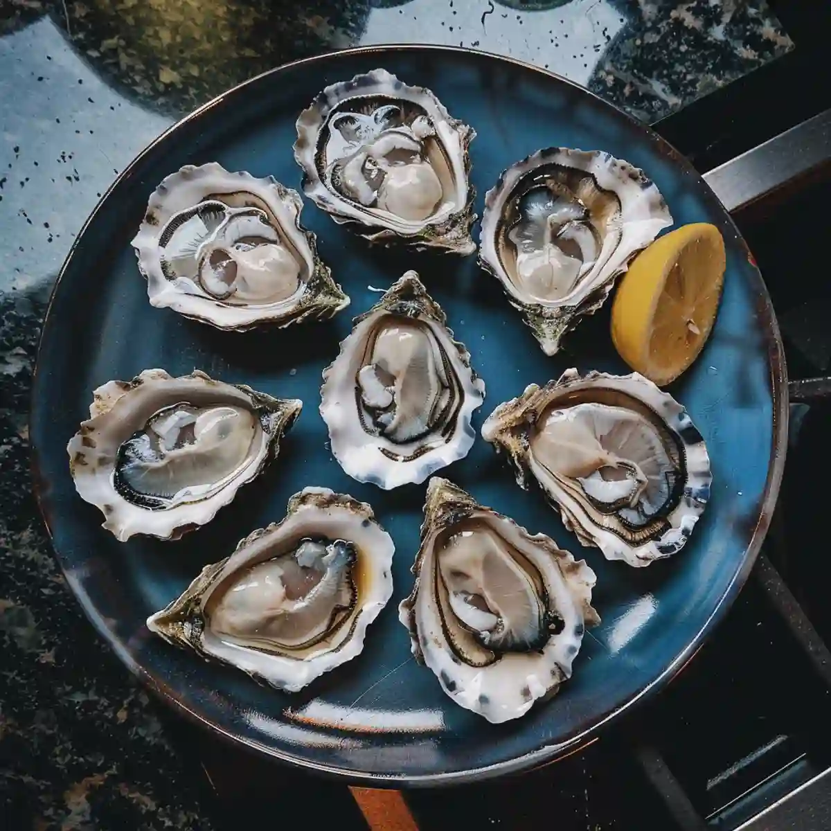 Oysters on a kitchen counter