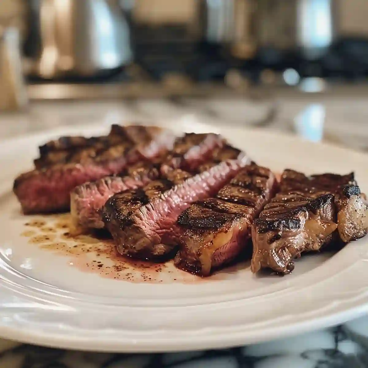 Beef on a kitchen counter