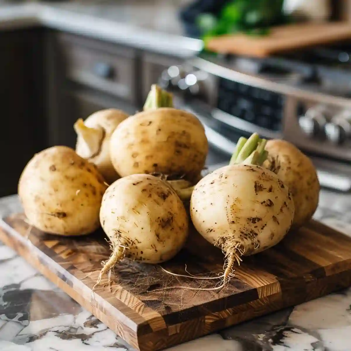 Rutabaga on a kitchen counter