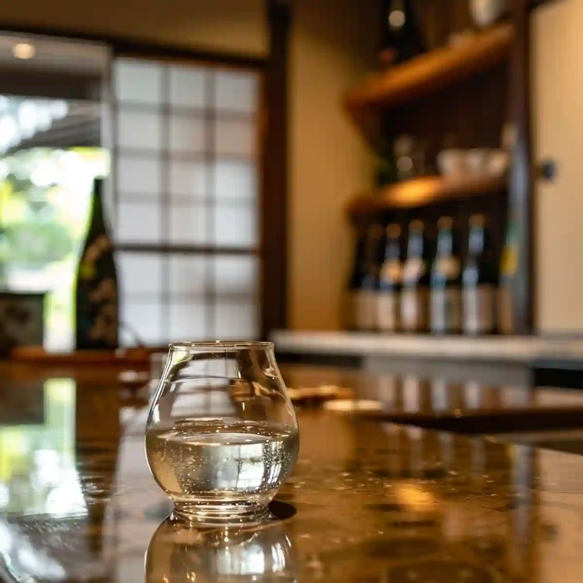 Sake on a kitchen counter