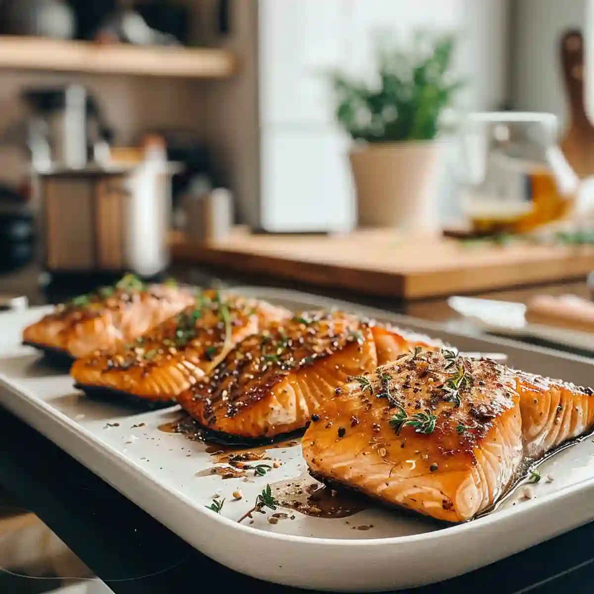 Salmon on a kitchen counter