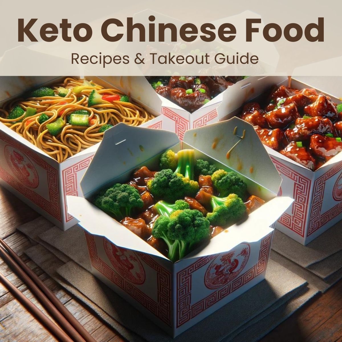 Keto Chinese food in takeout boxes.