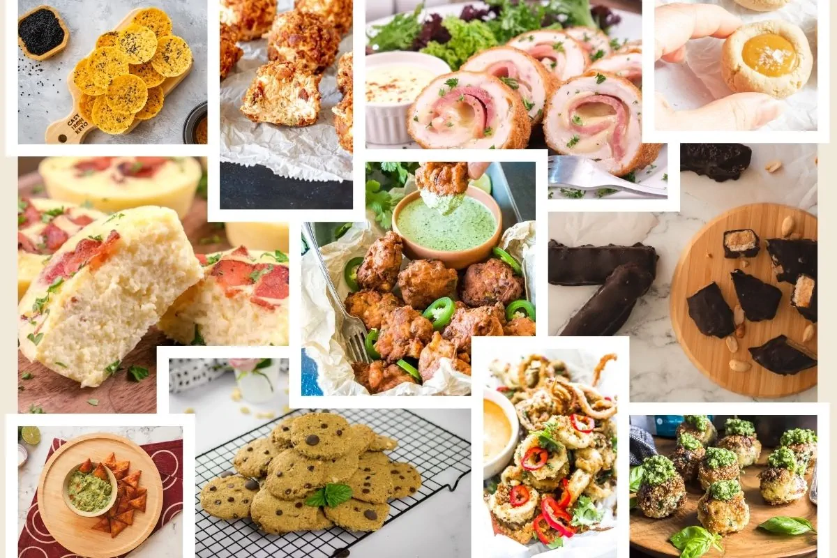 A collection of images of keto snacks.