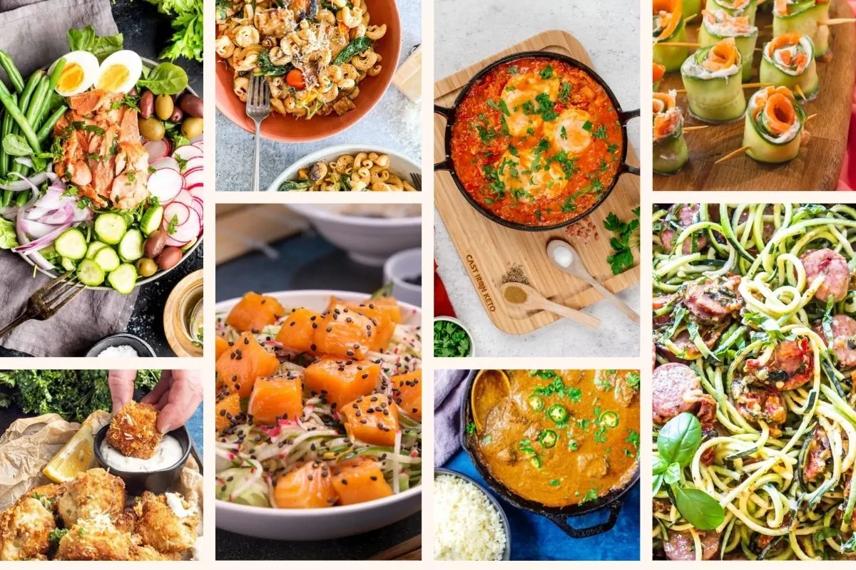A photo collection of lazy keto meals.