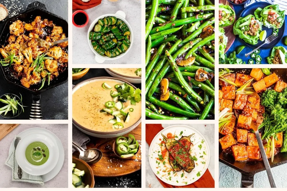 A recipe photo collection of vegan keto meal ideas.