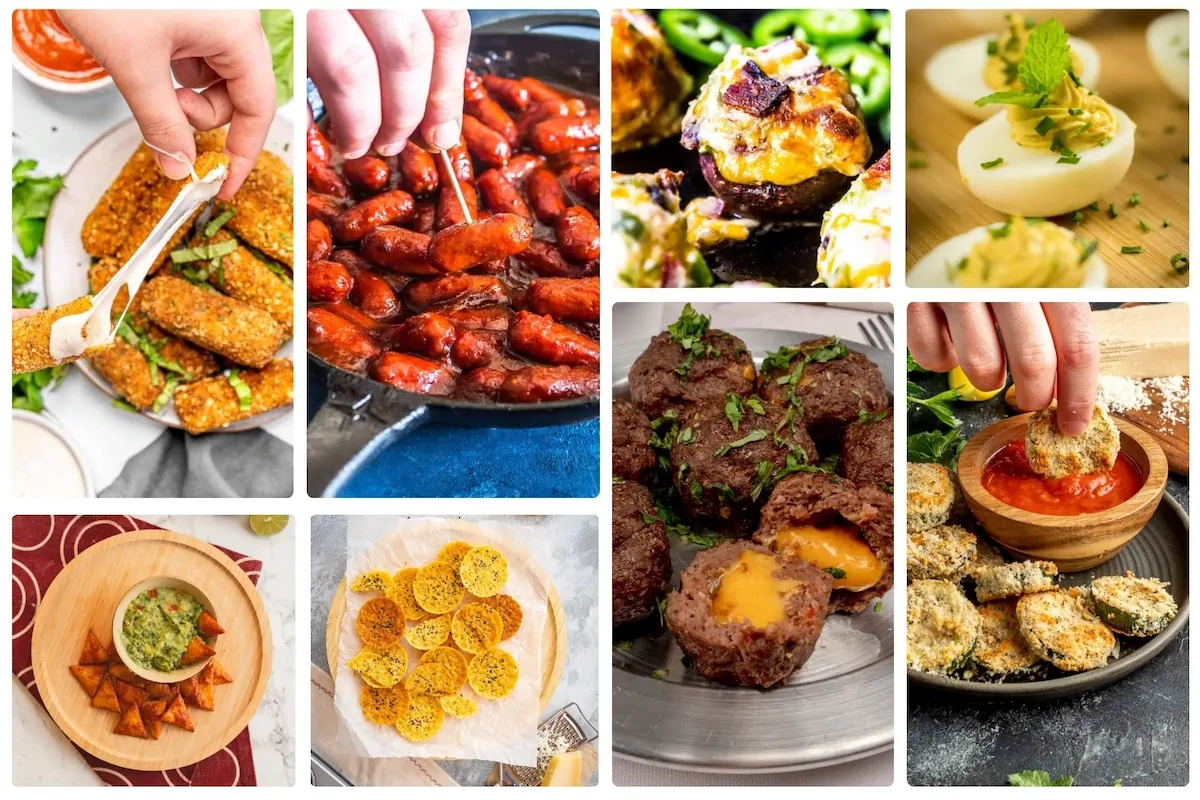 A collage of the best keto party snacks.