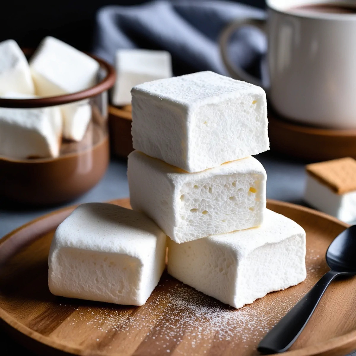 An up-close shot of keto marshmallows.
