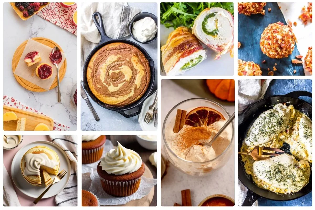 A collection of recipes with cream cheese.