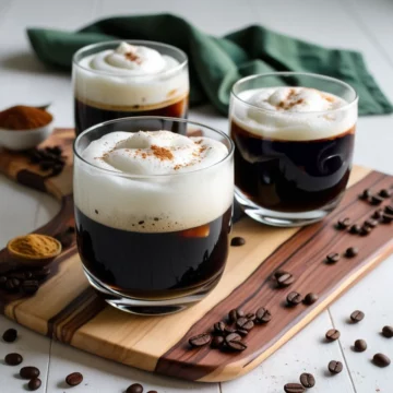 Keto cold sweet foam topped over black iced coffee.