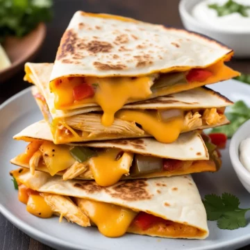 Keto quesadilla stacked and served on a plate.