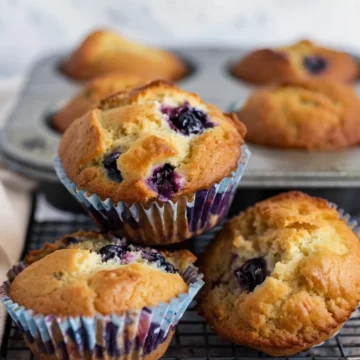 Freshly baked keto blueberry muffins ready to be served.