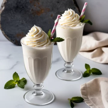 A couple of keto milkshakes, each topped with whipped cream.