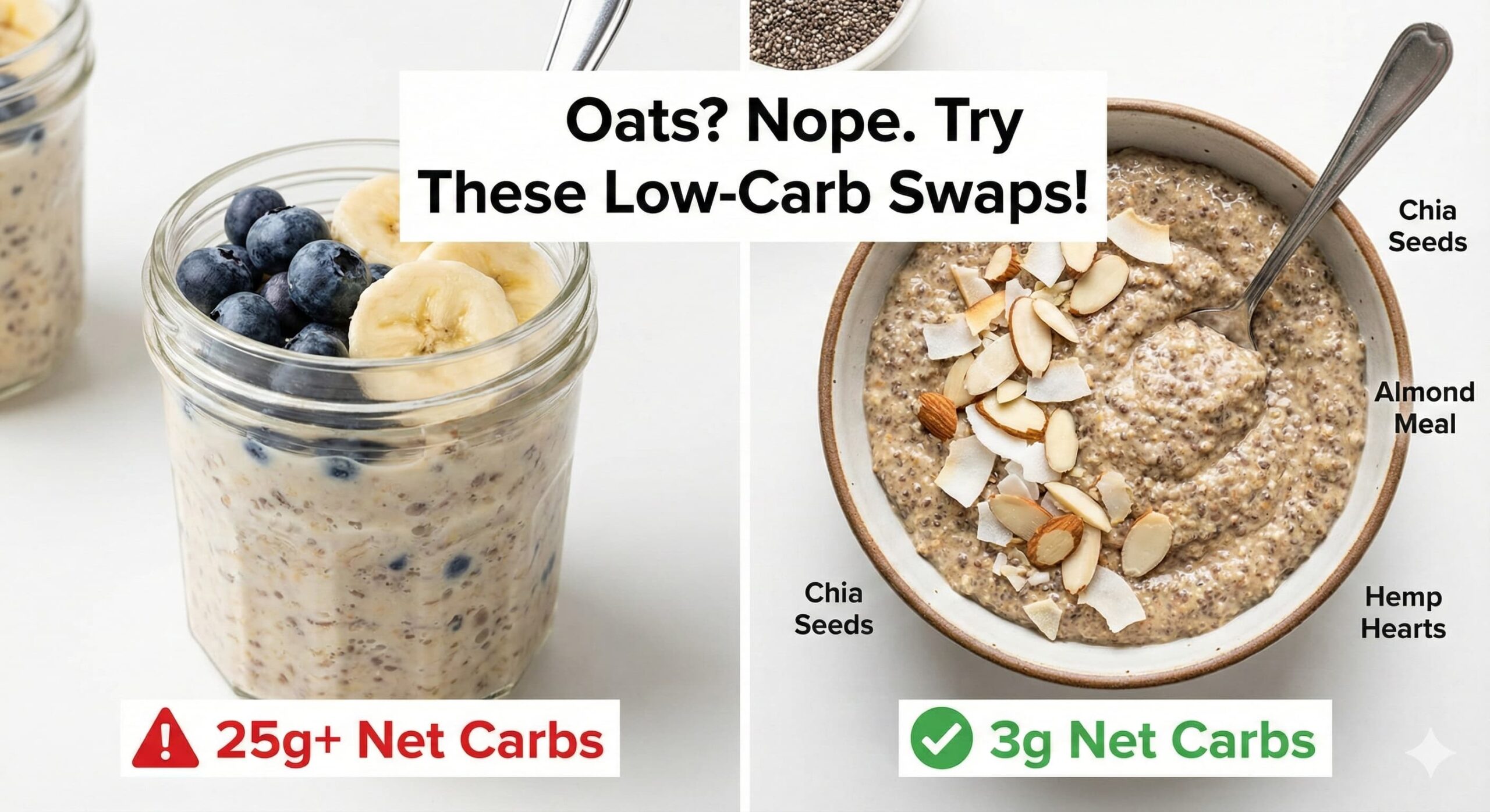 Comparison of traditional oats with a keto no-oatmeal alternative