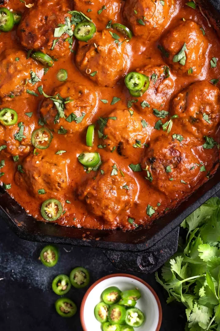 Keto Chicken Tikka Masala Meatballs ready to be served