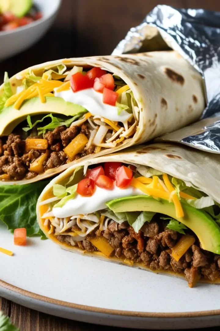 This keto burrito recipe features seasoned ground beef, creamy cheese, fresh veggies, and keto-friendly burrito wraps.
