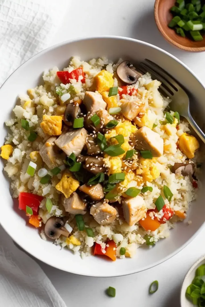 Keto Cauliflower Fried Rice recipe ready to be served